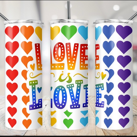 Hand Crafted Other - Love is Love Rainbow Tumbler